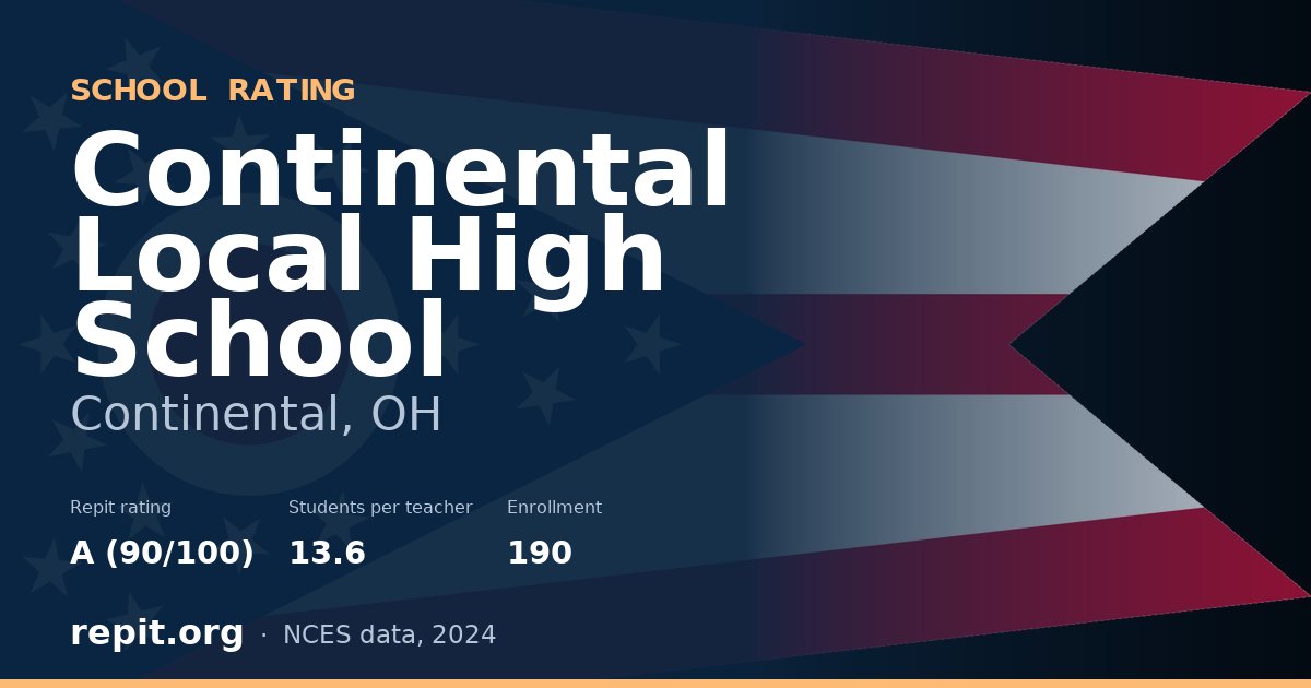 Continental Local High School, Continental, OH — Repit school rating A (90/100)