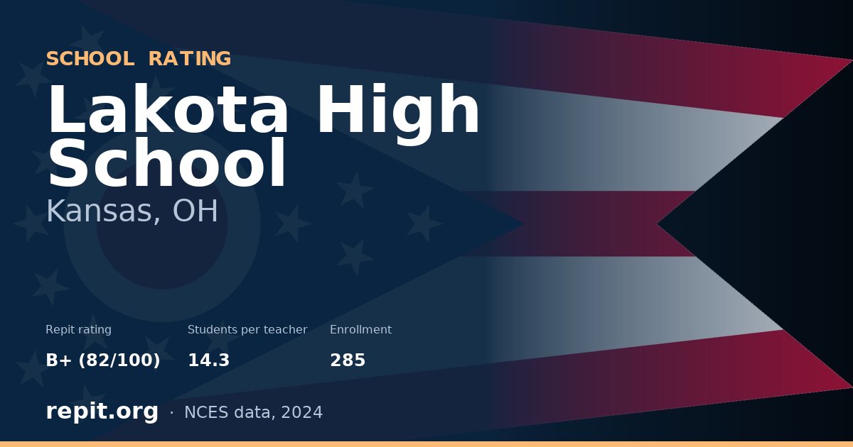 Lakota High School, Kansas, OH — Repit school rating B+ (82/100)
