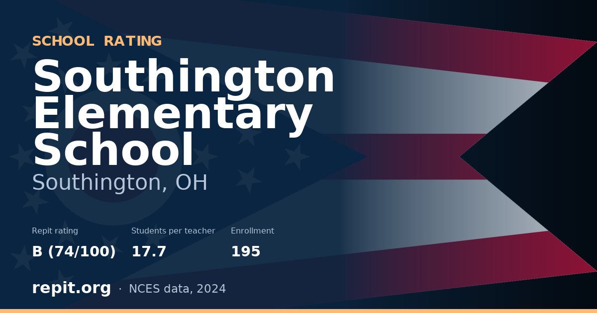 Southington Elementary School, Southington, OH — Repit school rating B (74/100)