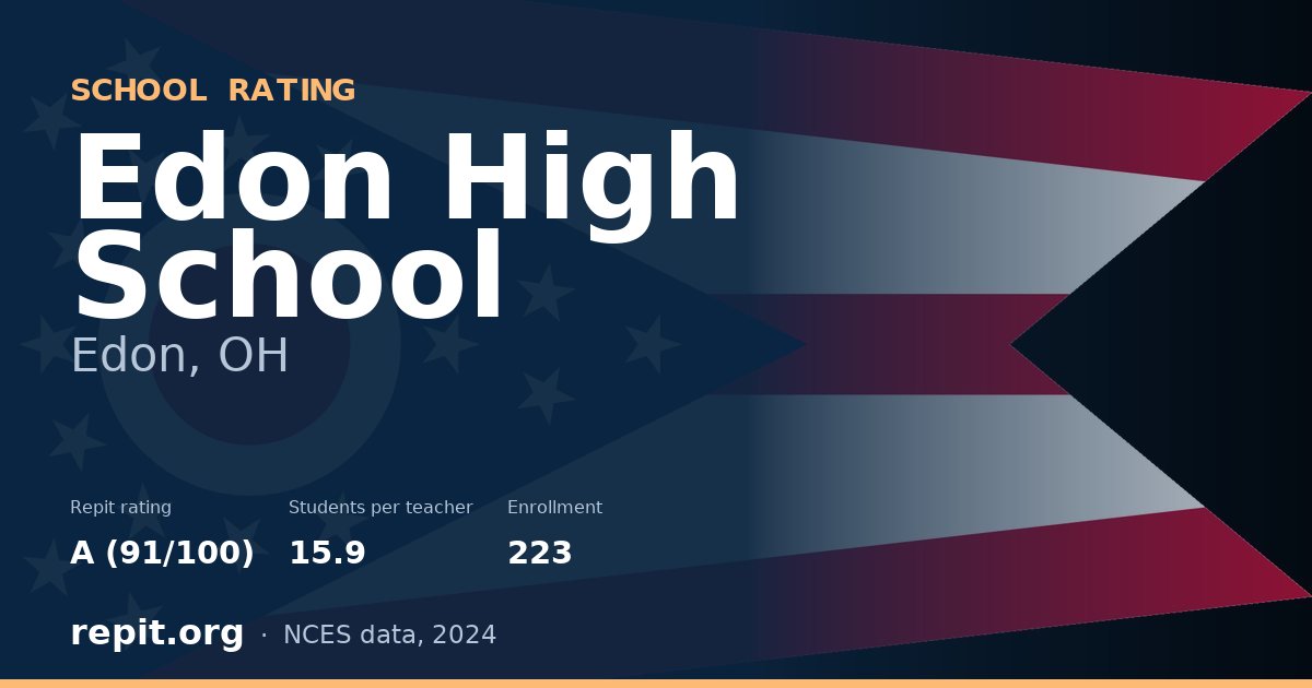 Edon High School, Edon, OH — Repit school rating A (91/100)