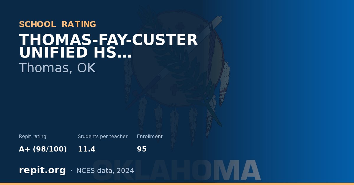 THOMAS-FAY-CUSTER UNIFIED HS, Thomas, OK — Repit school rating A+ (98/100)