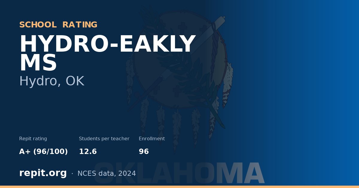 HYDRO-EAKLY MS, Hydro, OK — Repit school rating A+ (96/100)