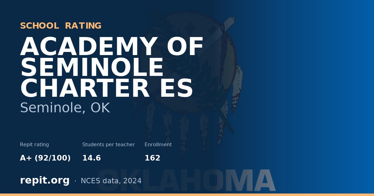 ACADEMY OF SEMINOLE CHARTER ES, Seminole, OK — Repit school rating A+ (92/100)