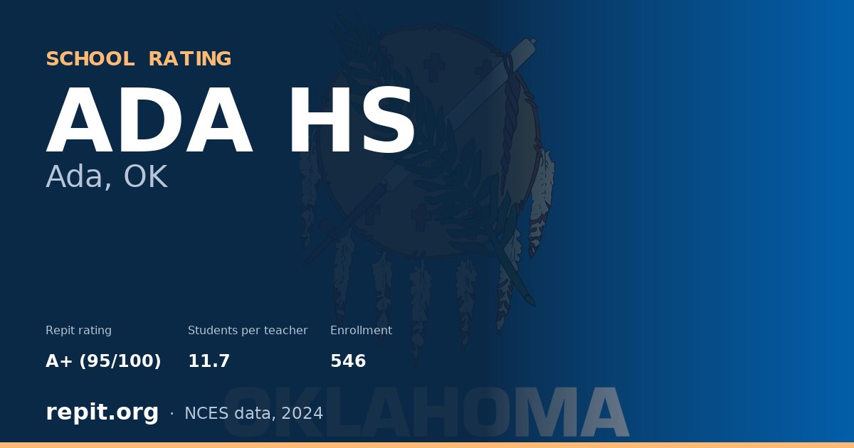 ADA HS, Ada, OK — Repit school rating A+ (95/100)