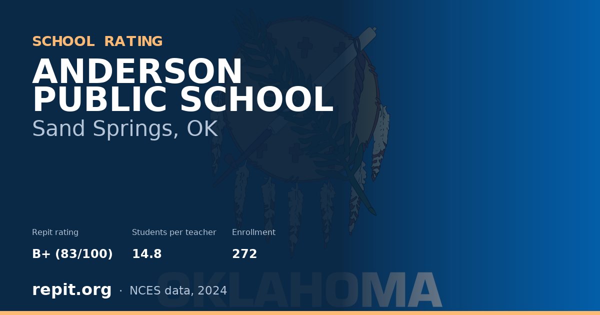ANDERSON PUBLIC SCHOOL, Sand Springs, OK — Repit school rating B+ (83/100)