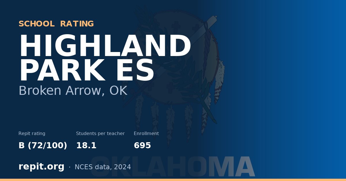 HIGHLAND PARK ES, Broken Arrow, OK — Repit school rating B (72/100)