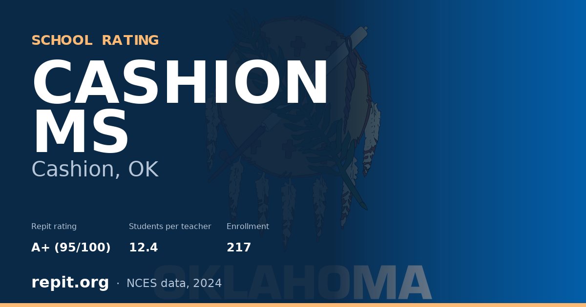 CASHION MS, Cashion, OK — Repit school rating A+ (95/100)
