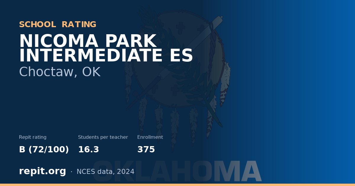 NICOMA PARK INTERMEDIATE ES, Choctaw, OK — Repit school rating B (72/100)