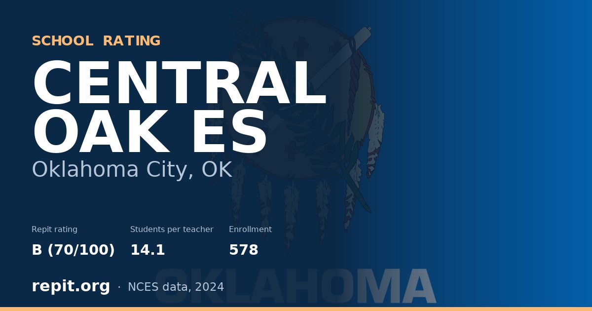 CENTRAL OAK ES, Oklahoma City, OK — Repit school rating B (70/100)