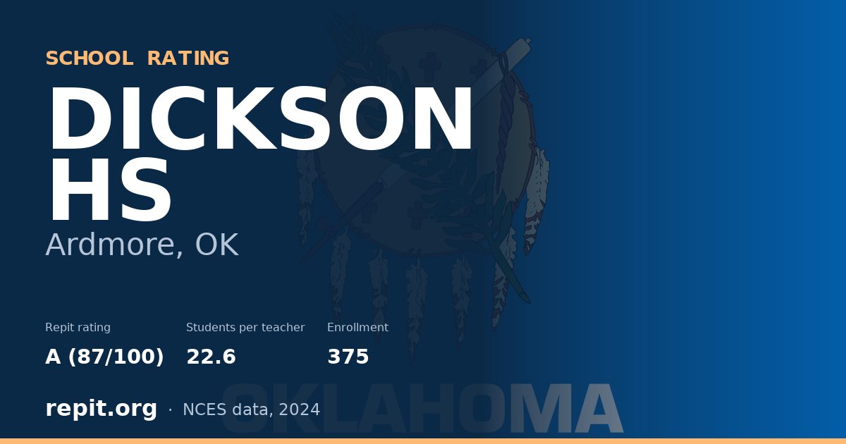 DICKSON HS, Ardmore, OK — Repit school rating A (87/100)