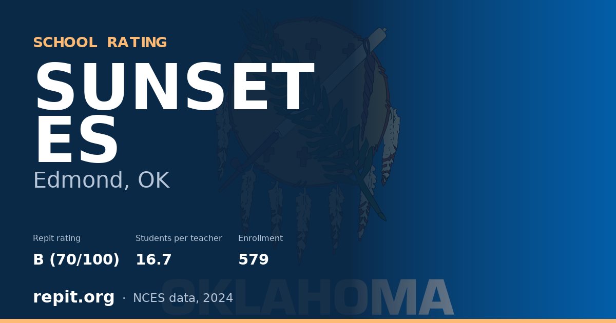 SUNSET ES, Edmond, OK — Repit school rating B (70/100)