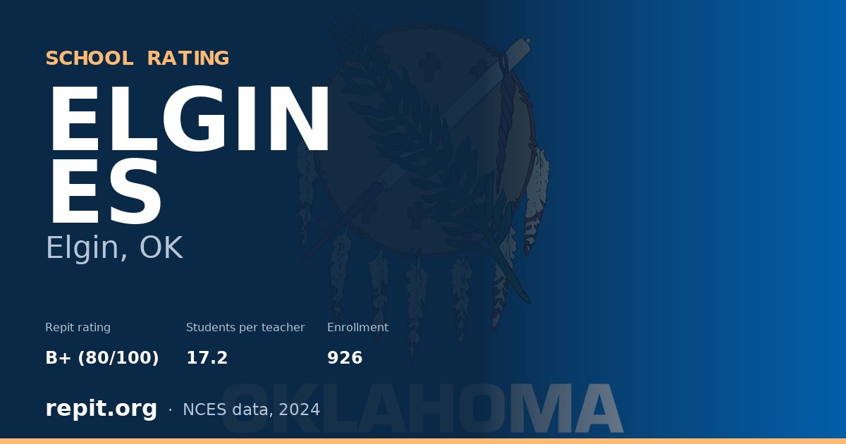 ELGIN ES, Elgin, OK — Repit school rating B+ (80/100)