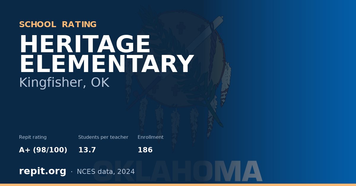HERITAGE ELEMENTARY, Kingfisher, OK — Repit school rating A+ (98/100)