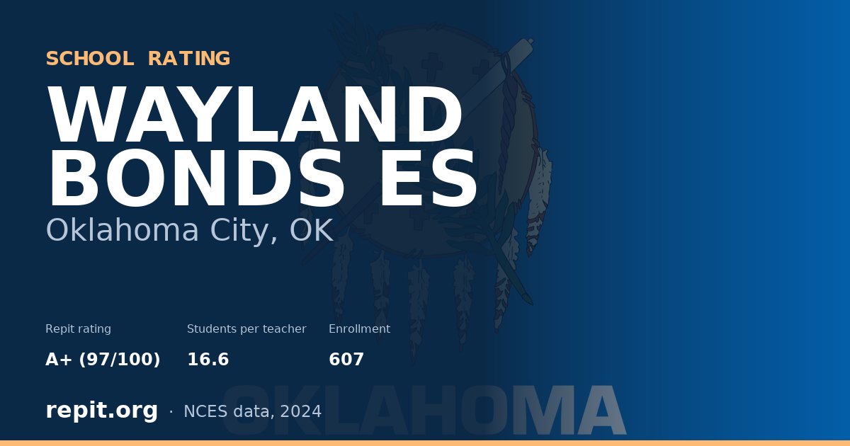 WAYLAND BONDS ES, Oklahoma City, OK — Repit school rating A+ (97/100)