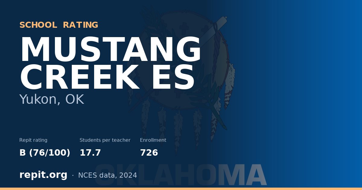MUSTANG CREEK ES, Yukon, OK — Repit school rating B (76/100)