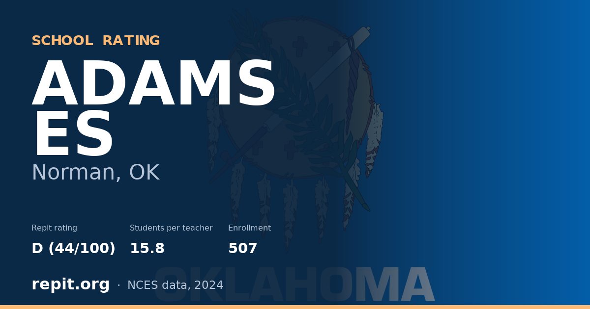 ADAMS ES, Norman, OK — Repit school rating D (44/100)