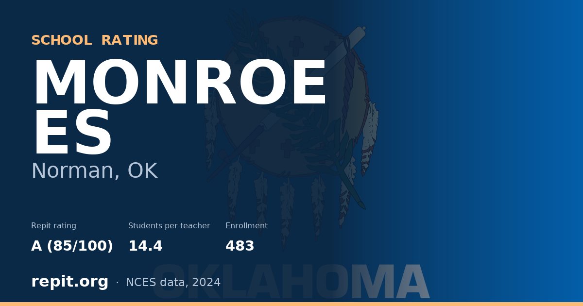 MONROE ES, Norman, OK — Repit school rating A (85/100)