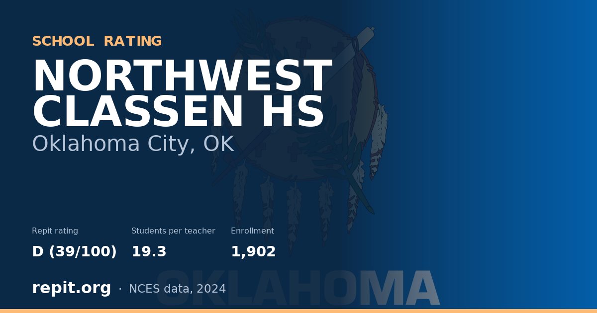 NORTHWEST CLASSEN HS, Oklahoma City, OK — Repit school rating D (39/100)