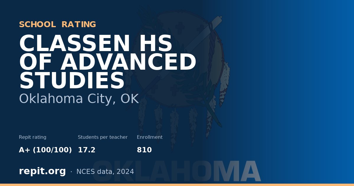 CLASSEN HS OF ADVANCED STUDIES, Oklahoma City, OK — Repit school rating A+ (100/100)