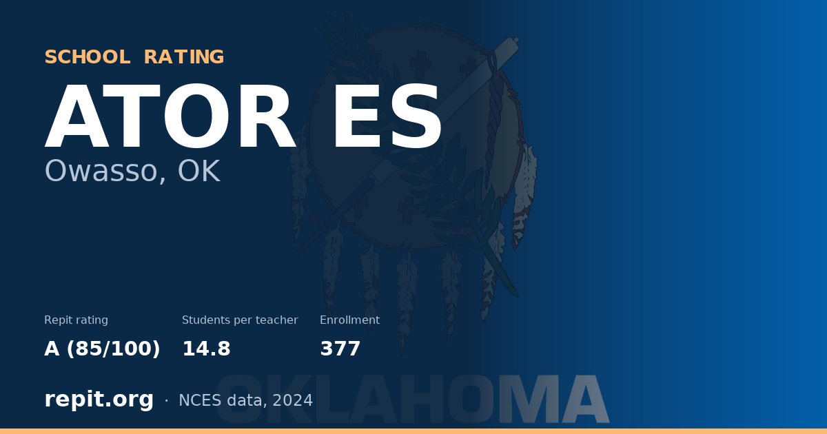 ATOR ES, Owasso, OK — Repit school rating A (85/100)