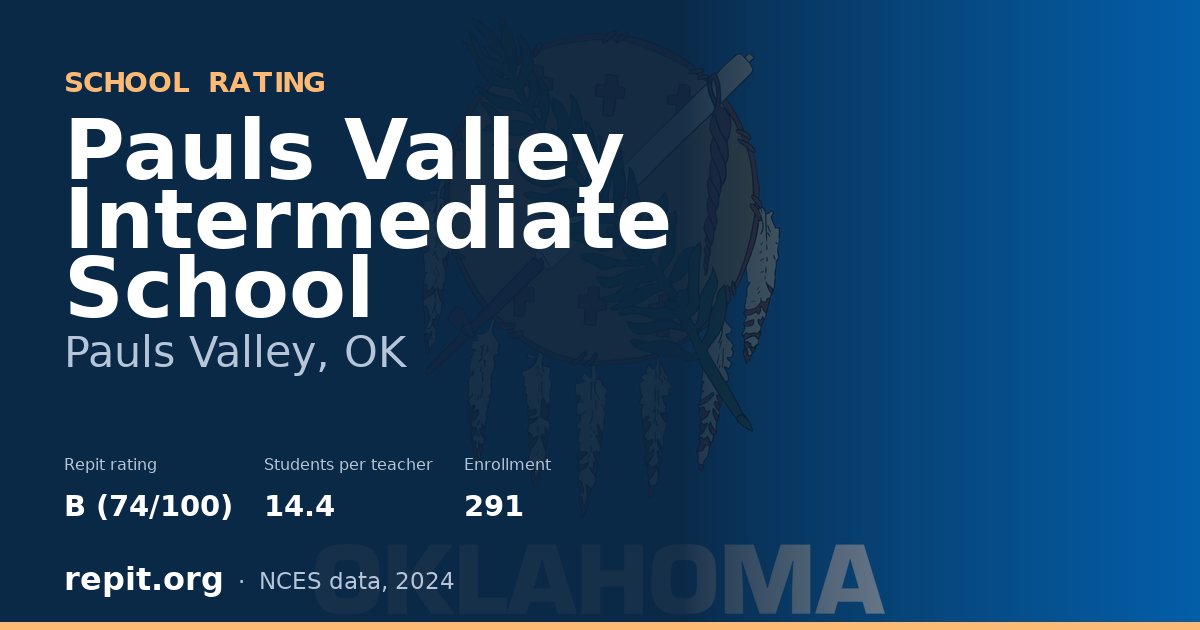 Pauls Valley Intermediate School, Pauls Valley, OK — Repit school rating B (74/100)