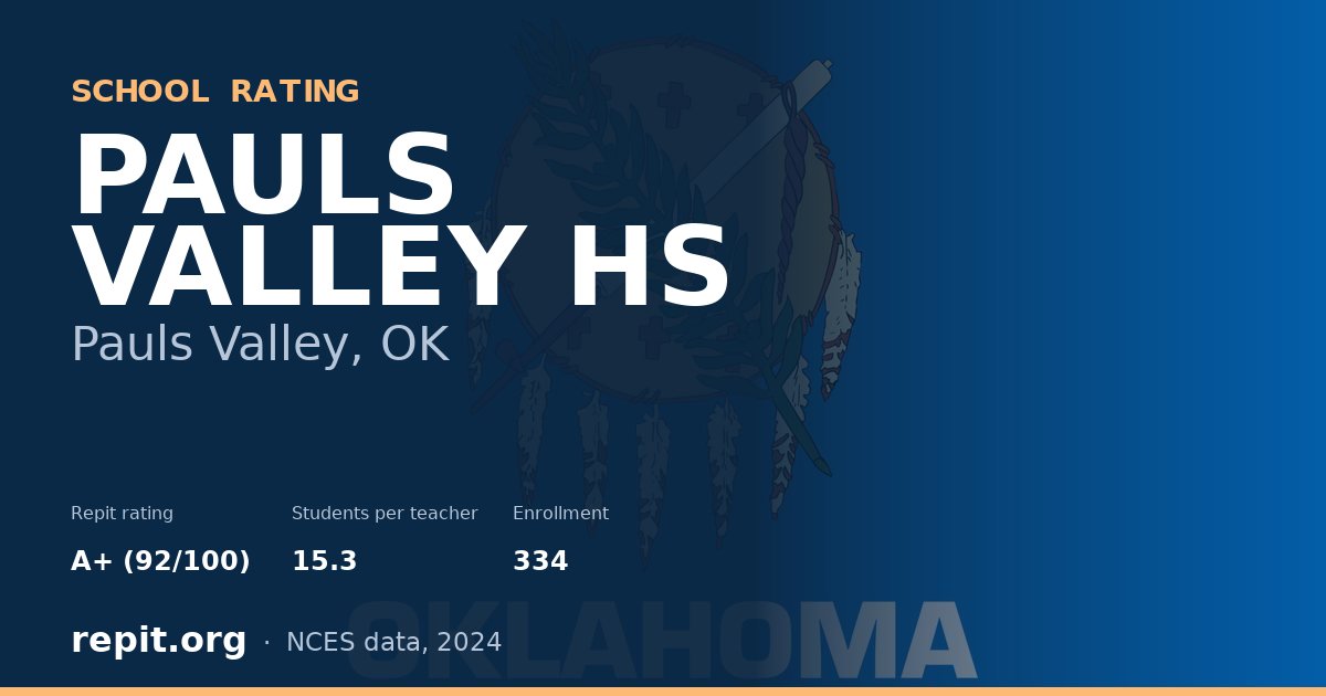 PAULS VALLEY HS, Pauls Valley, OK — Repit school rating A+ (92/100)