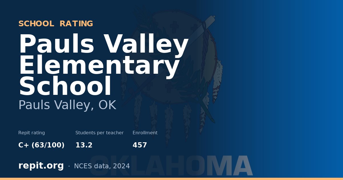 Pauls Valley Elementary School, Pauls Valley, OK — Repit school rating C+ (63/100)