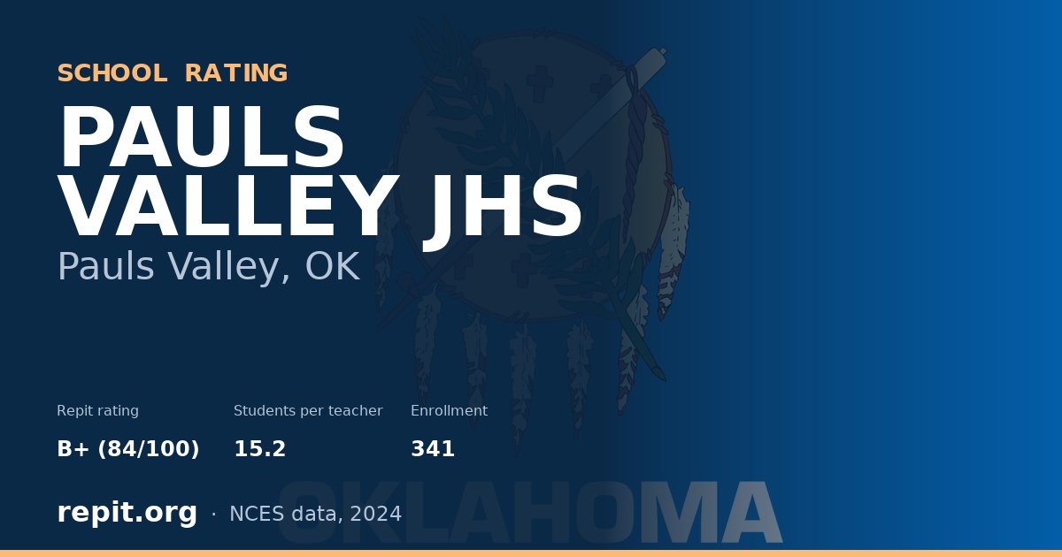 PAULS VALLEY JHS, Pauls Valley, OK — Repit school rating B+ (84/100)