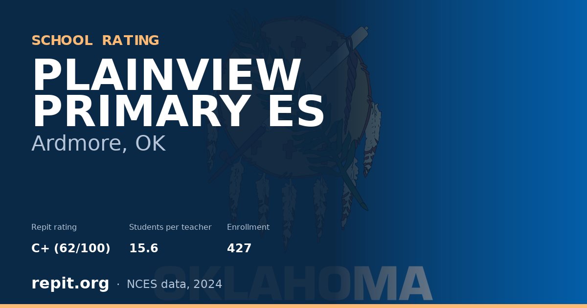 PLAINVIEW PRIMARY ES, Ardmore, OK — Repit school rating C+ (62/100)