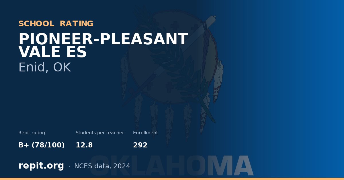 PIONEER-PLEASANT VALE ES, Enid, OK — Repit school rating B+ (78/100)