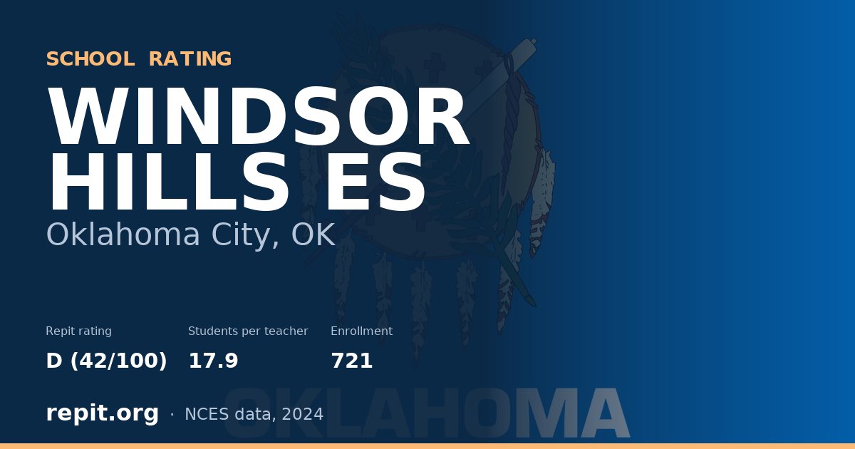 WINDSOR HILLS ES, Oklahoma City, OK — Repit school rating D (42/100)