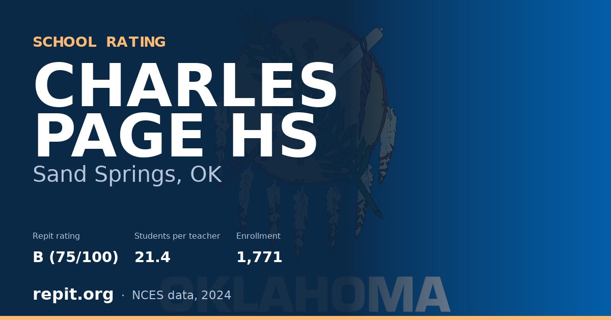 CHARLES PAGE HS, Sand Springs, OK — Repit school rating B (75/100)