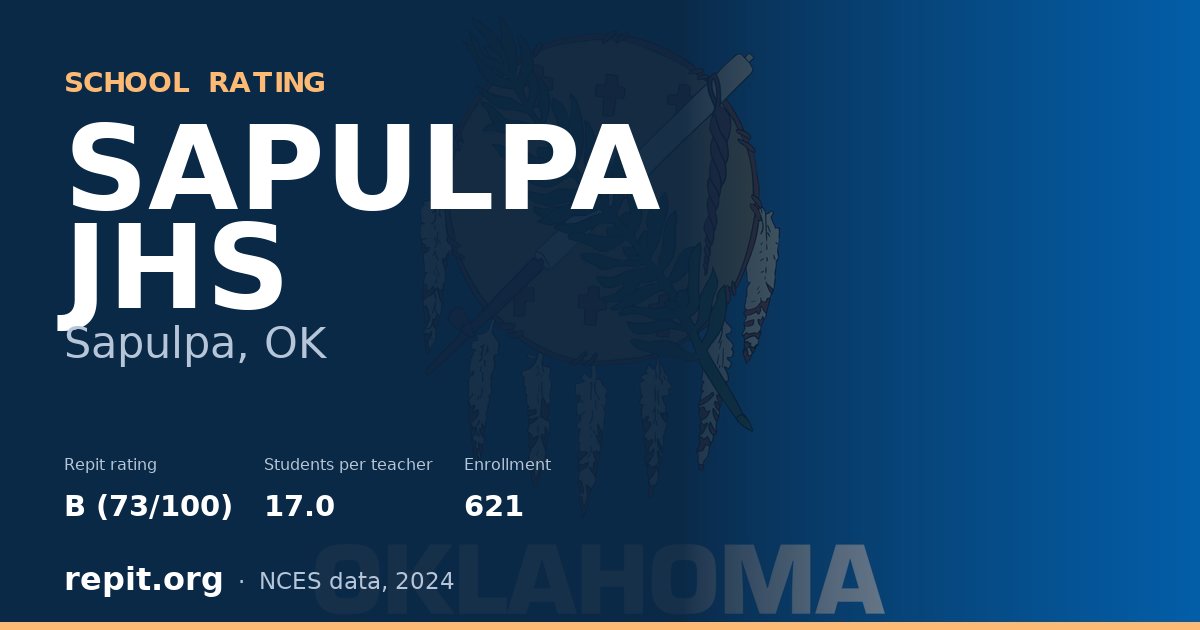 SAPULPA JHS, Sapulpa, OK — Repit school rating B (73/100)