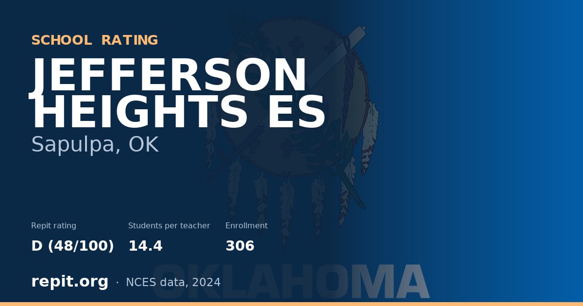 JEFFERSON HEIGHTS ES, Sapulpa, OK — Repit school rating D (48/100)