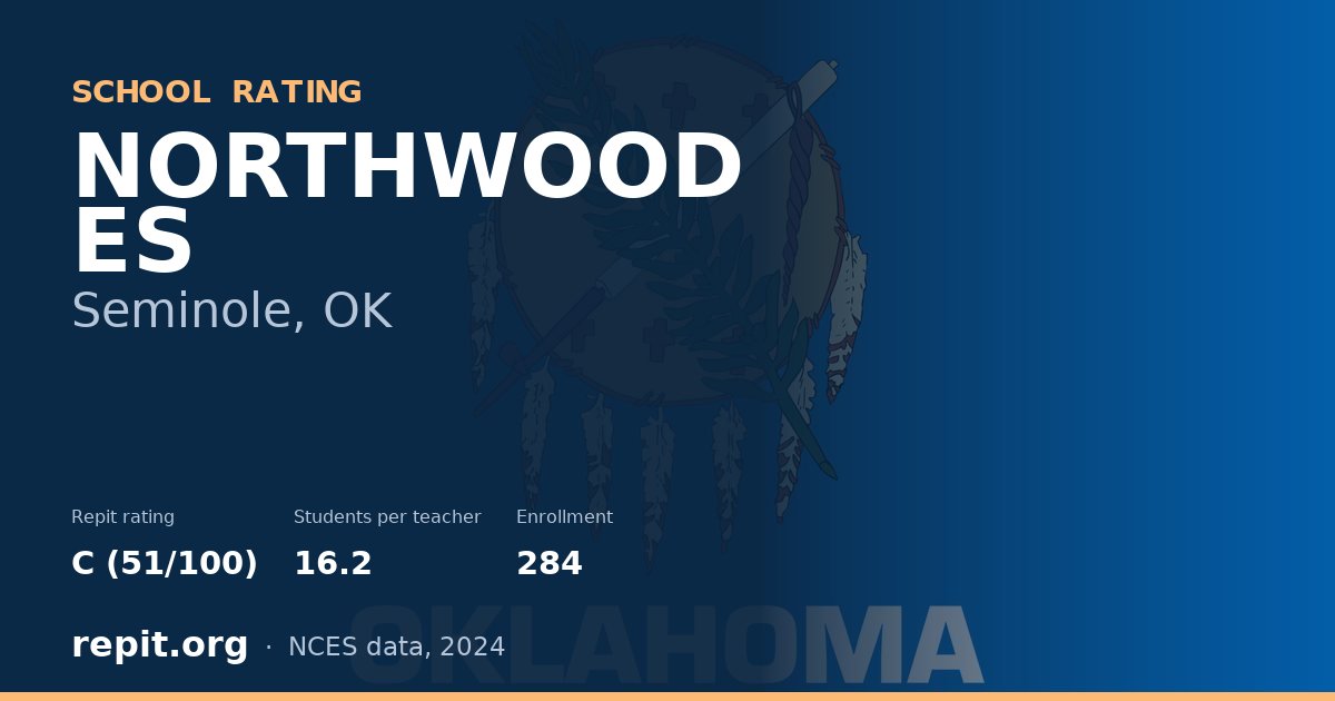 NORTHWOOD ES, Seminole, OK — Repit school rating C (51/100)
