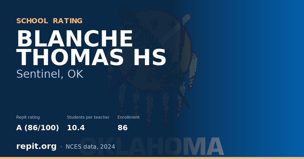 BLANCHE THOMAS HS, Sentinel, OK — Repit school rating A (86/100)
