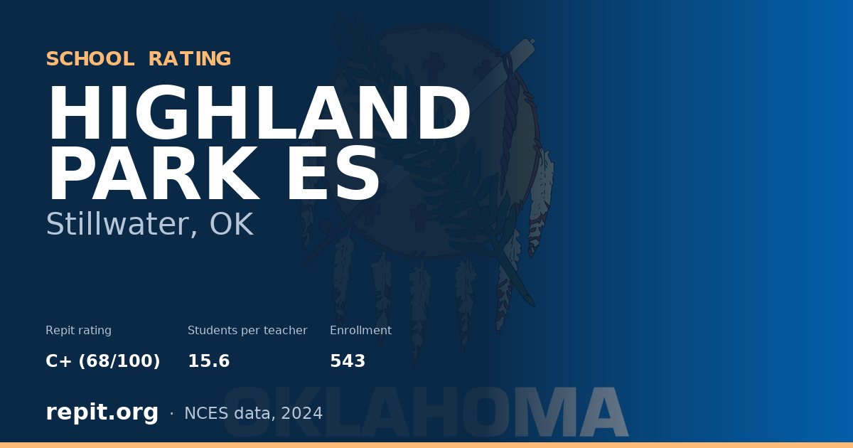 HIGHLAND PARK ES, Stillwater, OK — Repit school rating C+ (68/100)