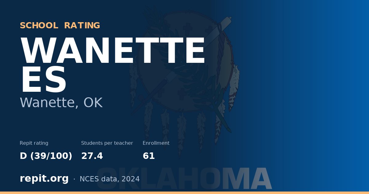WANETTE ES, Wanette, OK — Repit school rating D (39/100)