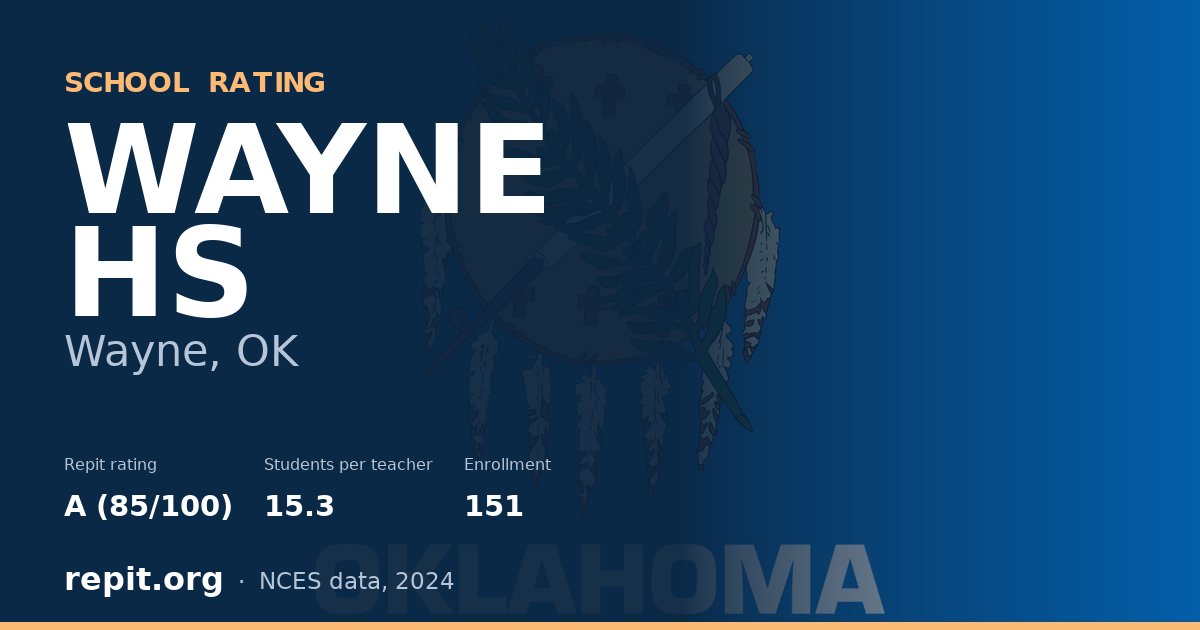WAYNE HS, Wayne, OK — Repit school rating A (85/100)