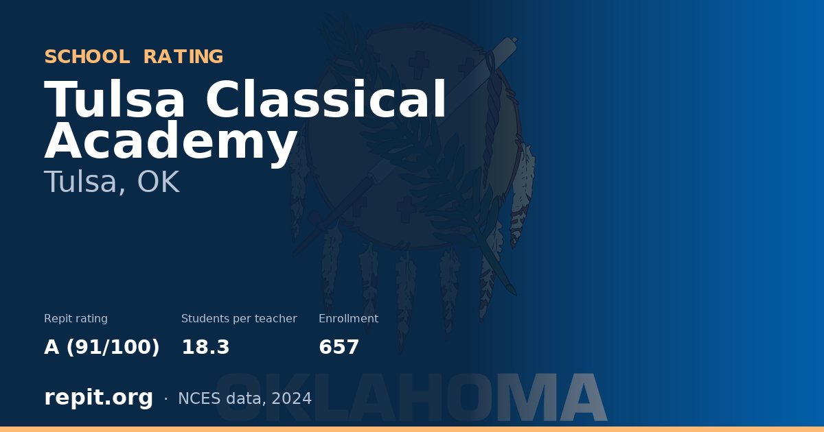 Tulsa Classical Academy, Tulsa, OK — Repit school rating A (91/100)