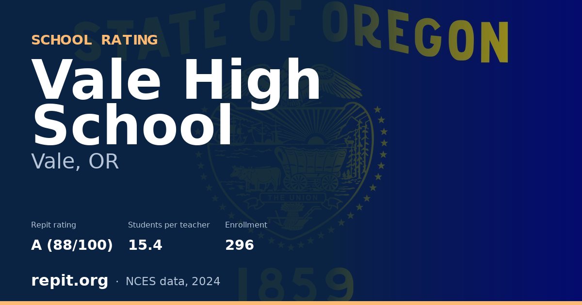 Vale High School, Vale, OR — Repit school rating A (88/100)