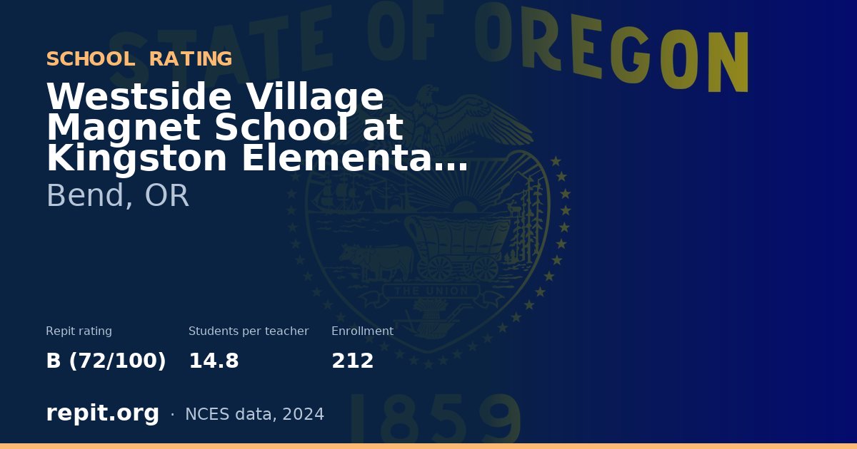 Westside Village Magnet School at Kingston Elementary School, Bend, OR — Repit school rating B (72/100)