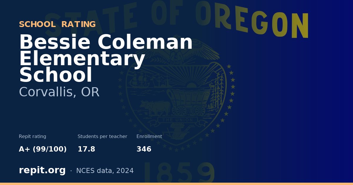 Bessie Coleman Elementary School, Corvallis, OR — Repit school rating A+ (99/100)