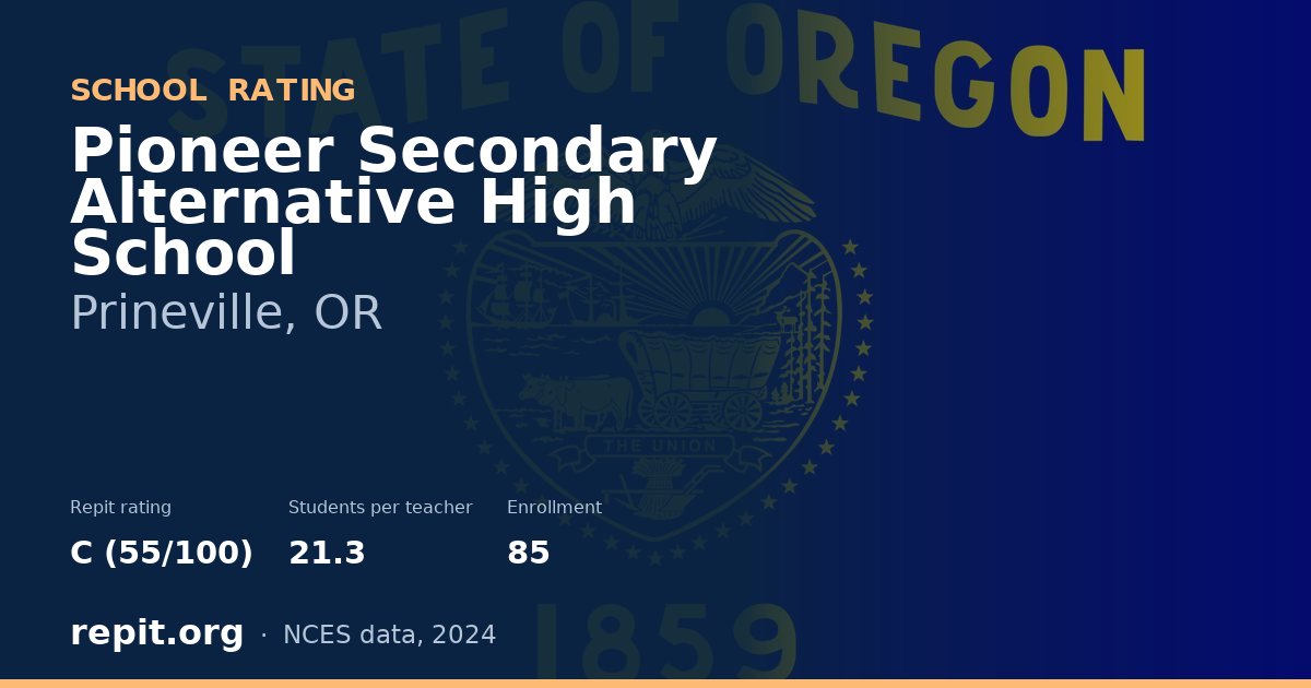 Pioneer Secondary Alternative High School, Prineville, OR — Repit school rating C (55/100)