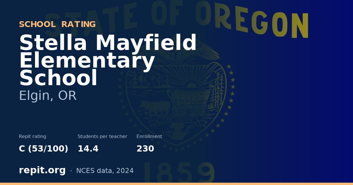 Stella Mayfield Elementary School, Elgin, OR — Repit school rating C (53/100)
