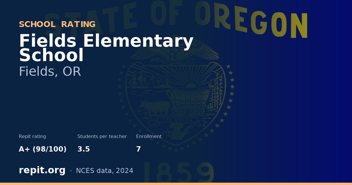 Fields Elementary School, Fields, OR — Repit school rating A+ (98/100)