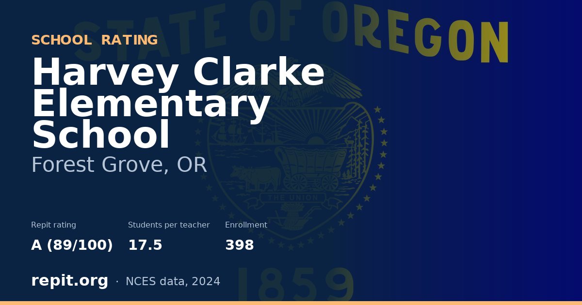 Harvey Clarke Elementary School, Forest Grove, OR — Repit school rating A (89/100)