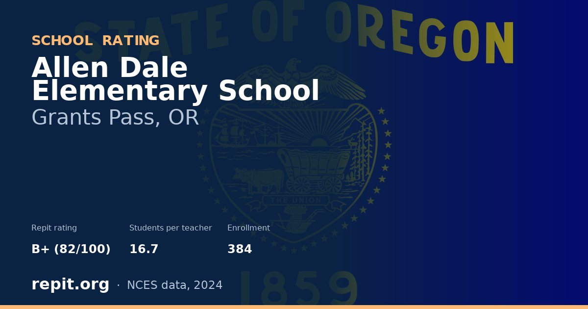 Allen Dale Elementary School, Grants Pass, OR — Repit school rating B+ (82/100)