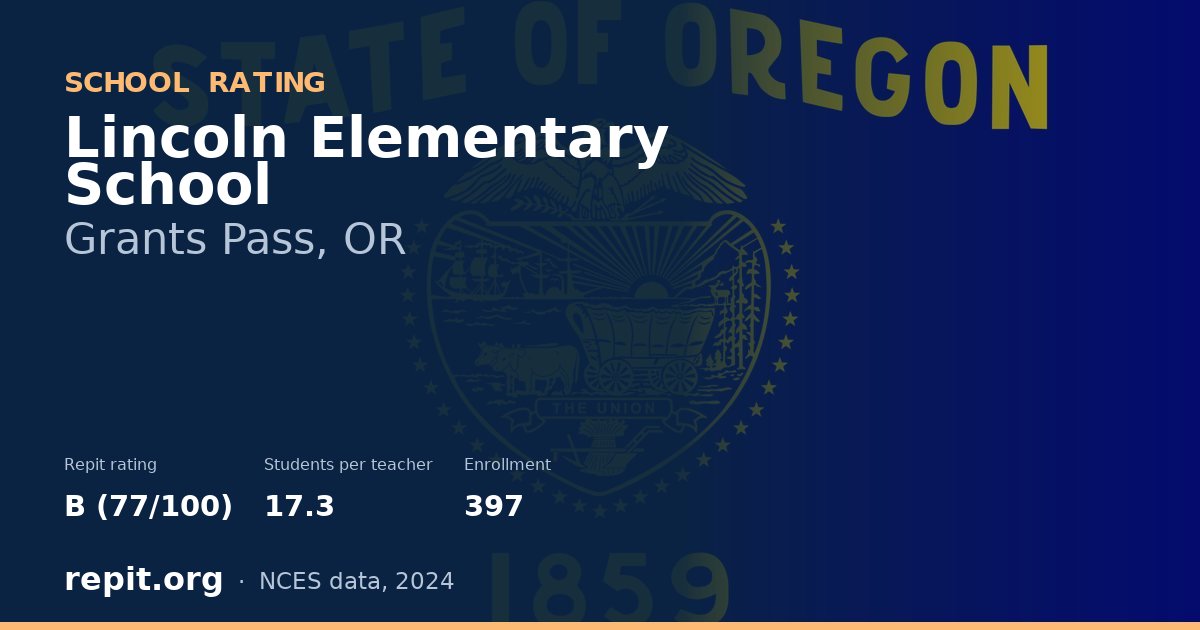 Lincoln Elementary School, Grants Pass, OR — Repit school rating B (77/100)