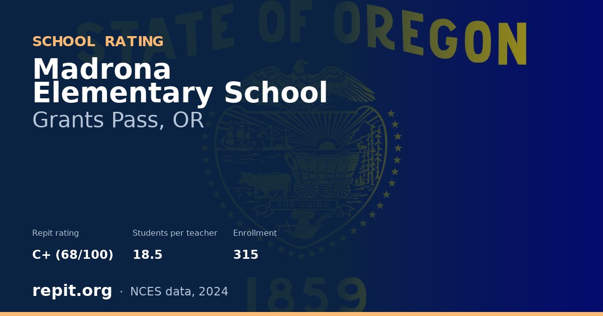 Madrona Elementary School, Grants Pass, OR — Repit school rating C+ (68/100)